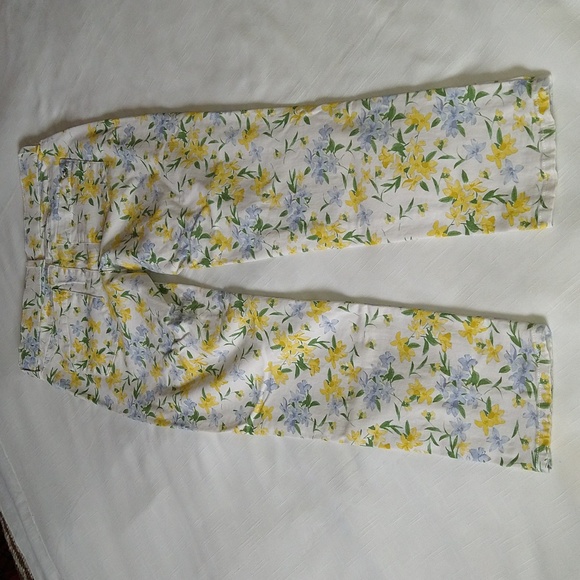 Calvin Klein White Yellow Tropic Floral Skinny Ankle Jeans Pants Mid Rise Size 6 - Picture 10 of 16